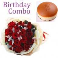 Birthday Package - Rose Bouquet + Cheese Cake