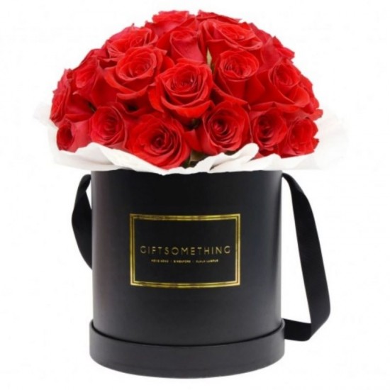 20 Stems Red Roses in a Round Gift Box